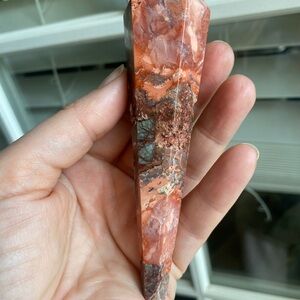 Flower Agate Crystal Point with Druzy